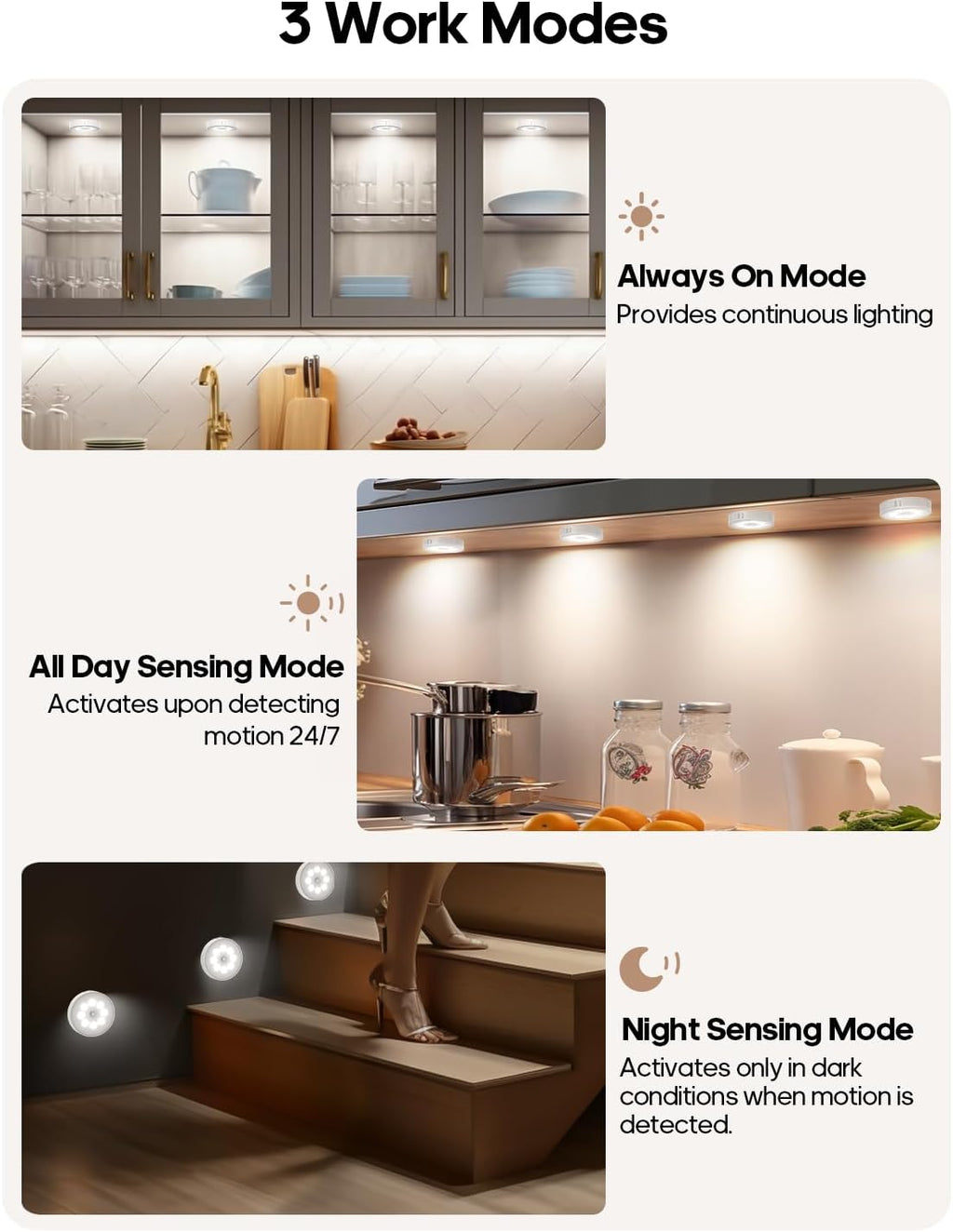 6-Pack RGB Rechargeable Puck Lights with Remote, 13 Color Motion Sensor Puck Lights, Magnetic Stick on Light, Dimmable Under Cabinet Lights for Shelf, Bedroom, Kitchen
