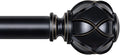 KAMANINA Curtain Rods for Windows 48 to 84 Inch, Black Heavy Duty Curtain Rod Adjustable, 7/8 Inch Single Decorative Drapery Rod 32 to 86 Inch(2.6-7.1Ft), Netted Texture End