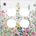 Outlet Covers Boho Colorful Flowers Plant Rustic Wildflower 2 Gang Double Duplex Decorative Light Switch Covers Electrical Wallplates Socket Faceplate for Bed Room Bathroom Decor