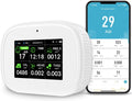 18-in-1 Smart Air Quality Monitor - Indoor WiFi Air Quality Detector with Dual Chip, Real-Time for AQI, CO2, PM2.5, PM1.0, PM10, TVOC, HCHO, Time Display, Temperature & Humidity (White-Black)