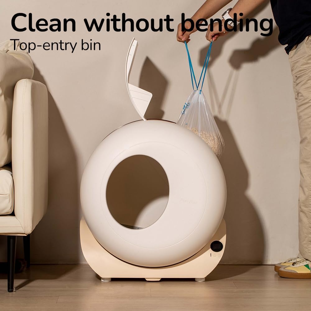 Furrytail Automatic Litter Box Pro – Self-Cleaning, Odor Control, Spacious Interior & Large Waste Bin, Includes 40 Litter Bags with APP Control
