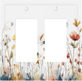 Watercolor Wildflower Colorful Floral Plant Decorative Outlet Covers 2 Gang Double GFCI Rocker Electrical Wall Panels Light Switch Cover Plate for Bed Room Living Room Decor