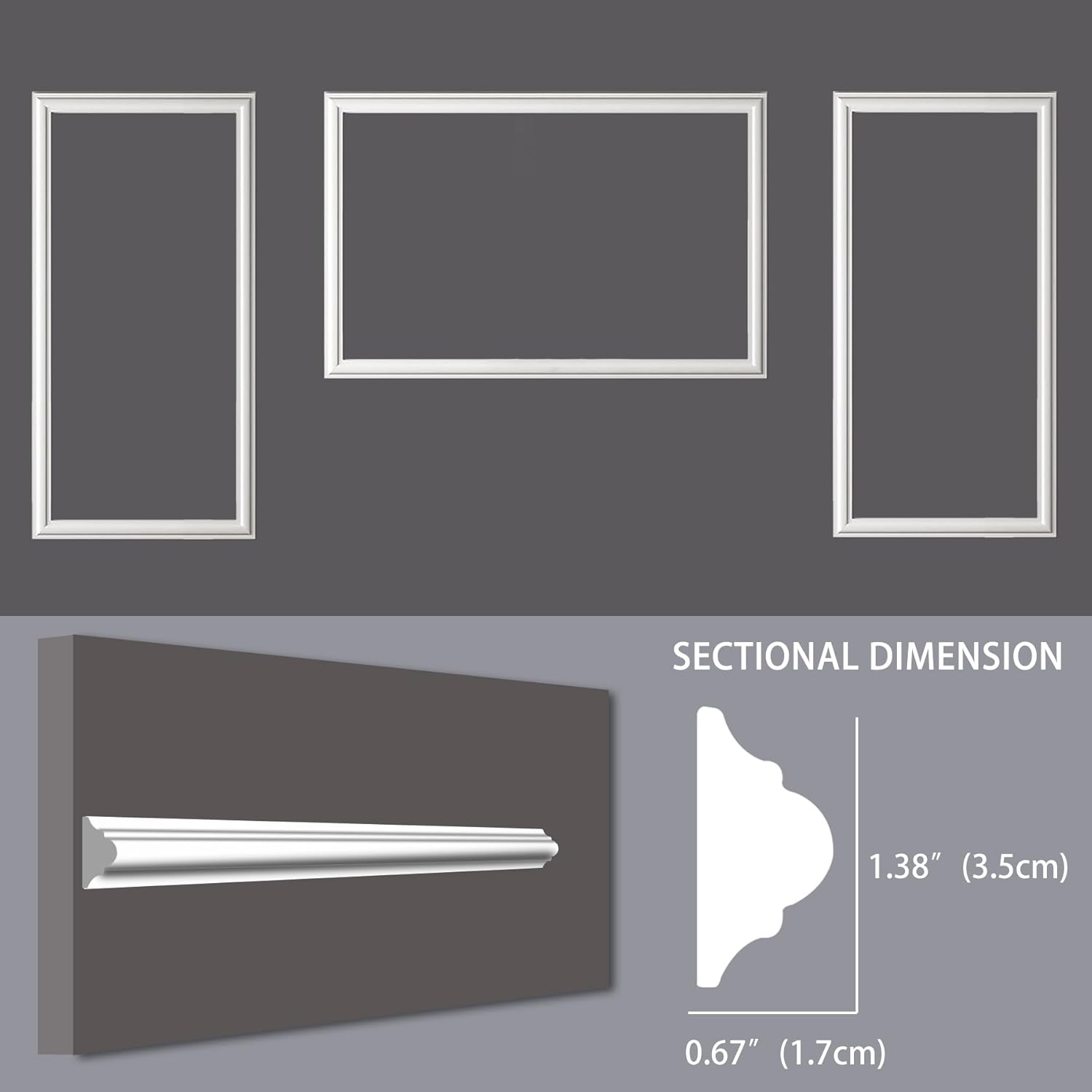 Bedroom Premade Accent Wall Molding Kit, Ready-to-Assemble Wainscoting Panels, Pre-Cut Chair Rail Moulding Trim for Living Room Home Décor