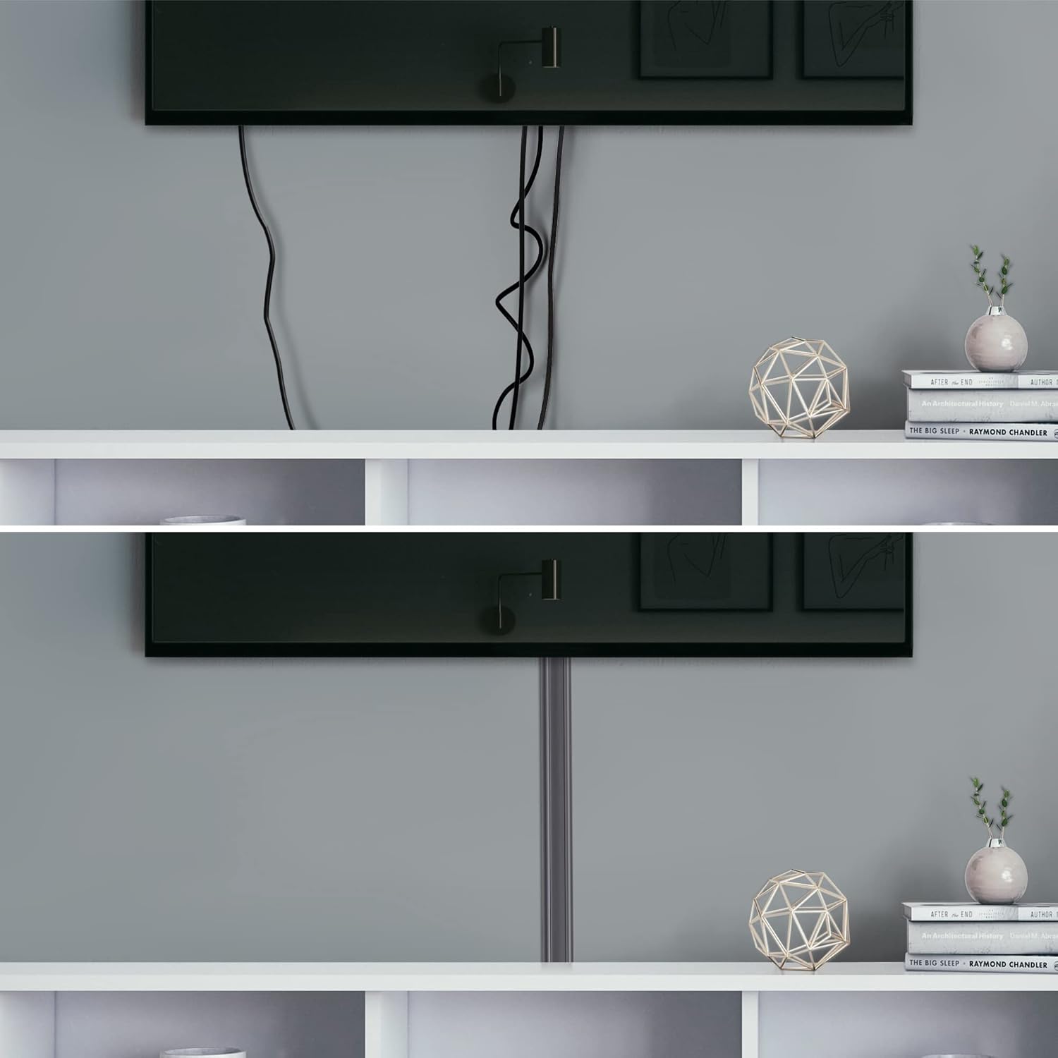 ZhiYo TV Cord Cover for Wall, 31.5 inch Cable Concealer, Cord Hider for Wall Mounted TV, Paintable Wall Cable Cover to Hide Wires, Grey Cable Raceway Kit, 2X L15.8in W1.5in H0.75in