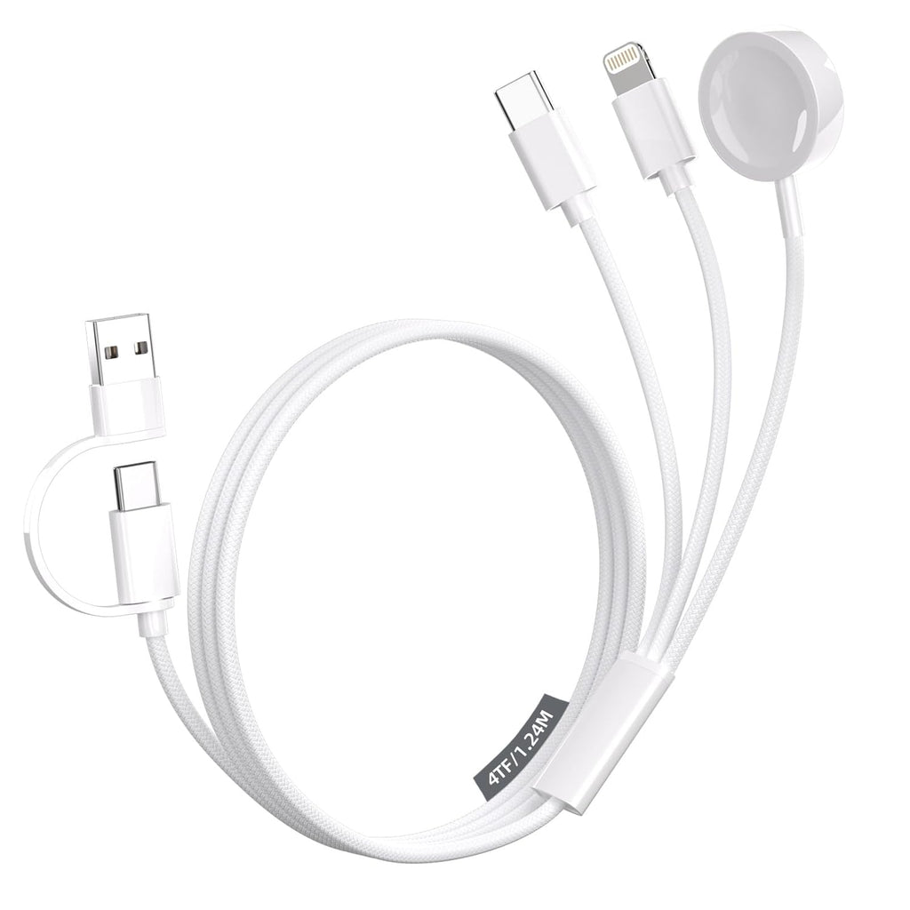 Travel Essentials,3 in 2 USB C Cable for Apple Watch Charger ，Multi Charging Cable Cord,Vacation Camping RV Essentials,Portable Designed for iWatch Series 11-2/Ultra/SE &iPhone 17-12-4FT