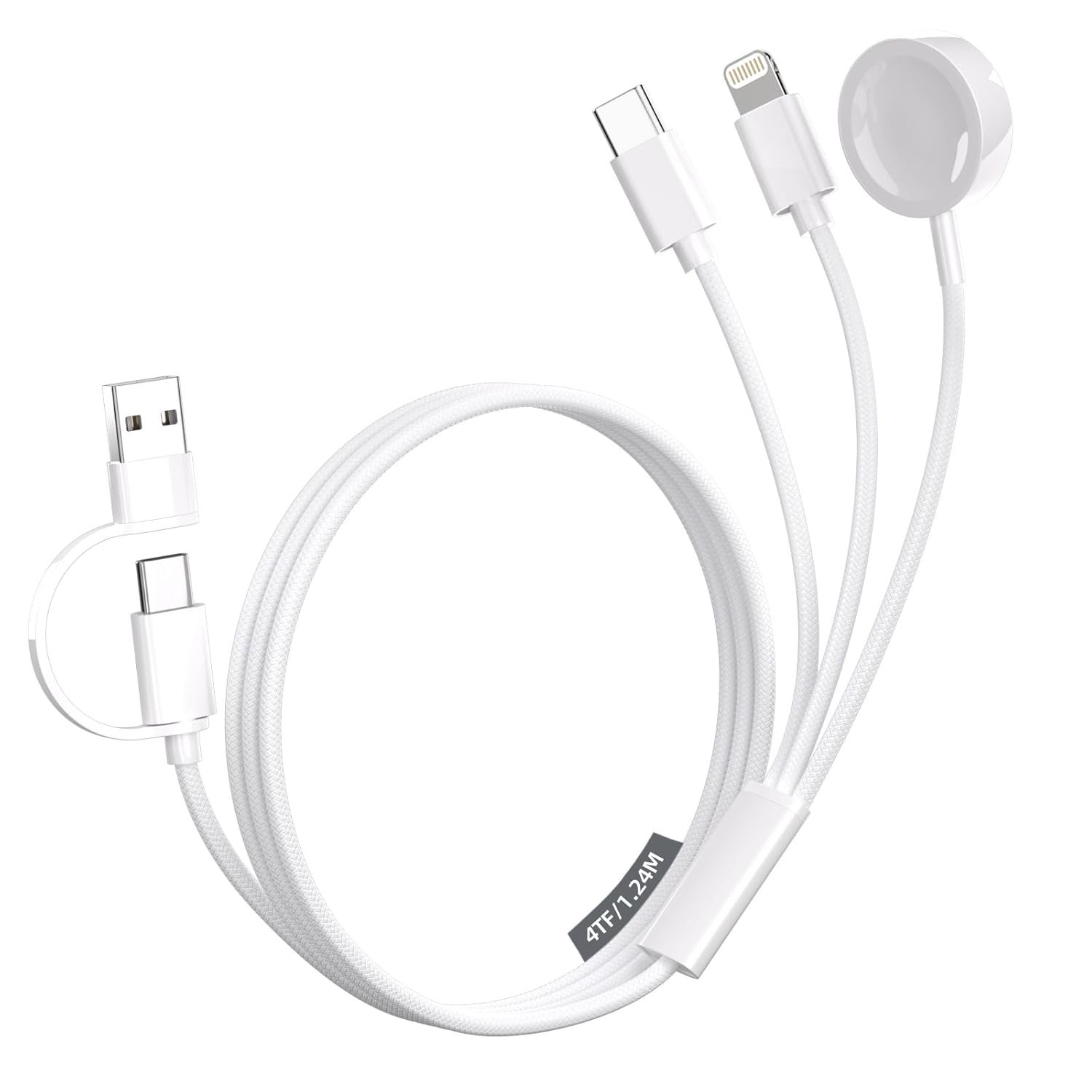 Travel Essentials,3 in 2 USB C Cable for Apple Watch Charger ，Multi Charging Cable Cord,Vacation Camping RV Essentials,Portable Designed for iWatch Series 11-2/Ultra/SE &iPhone 17-12-4FT