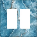 Decorative Outlet Covers Abstract Watercolor Blue Marble Texture 2 Gang Light Switch Cover Plate Double Rocker Wall Plates for Electrical Outlets Switch Plate Covers for Bedroom Home Decor