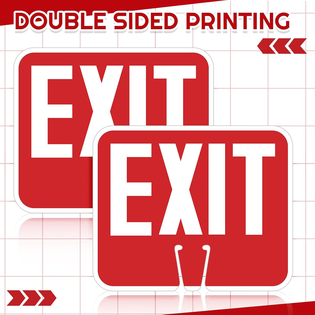 Geetery 3 Pcs Exit Traffic Cone Signs, Double Sided Printing, 10" x 13" Warning White and Exit Red Background Road Cone Top Signs
