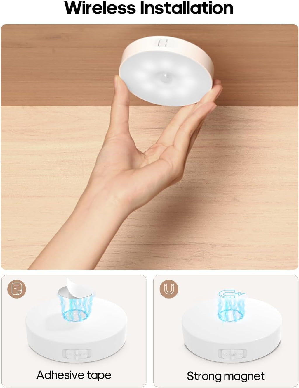 Led Under Cabinet Lights, Motion Sensor Rechargeable Light, 1000mAh Puck Lights with IR Remote, Under Counter Lights for Kitchen,cabinets,Closet,Stairs Indoor