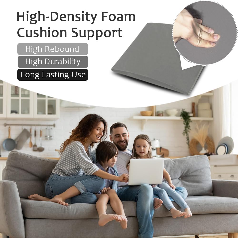 Couch Cushion Supports for Sagging Seat 22'' x 22'' High Density 40D Curved Foam Sofa Cushion Support Under The Saggy Pads Firmer Foam Lifters for Saggy Couch Set of 3 (Grey, 22 Inch * 22 Inch)