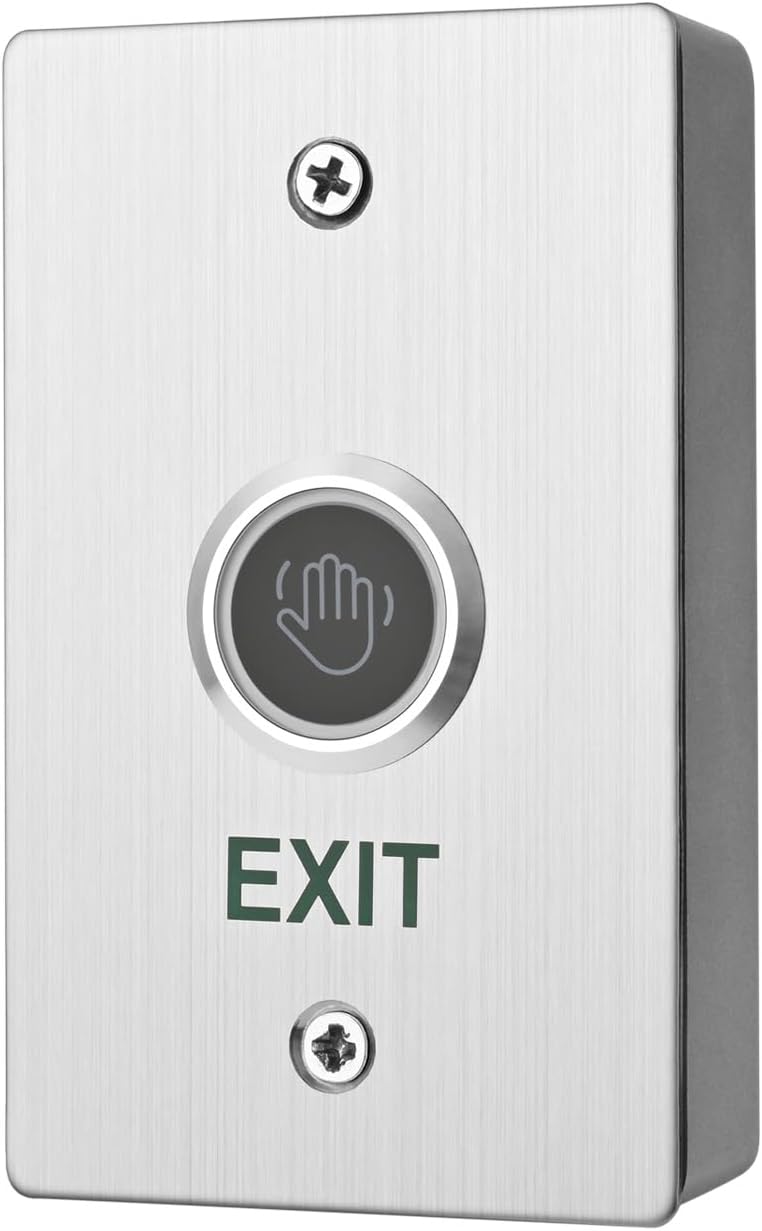 Infrared Sensor Exit Button with Back Box IR Touchless Door Release 304 Stainless Steel IP67 Waterproof with LED Indicator for Access Control Systems