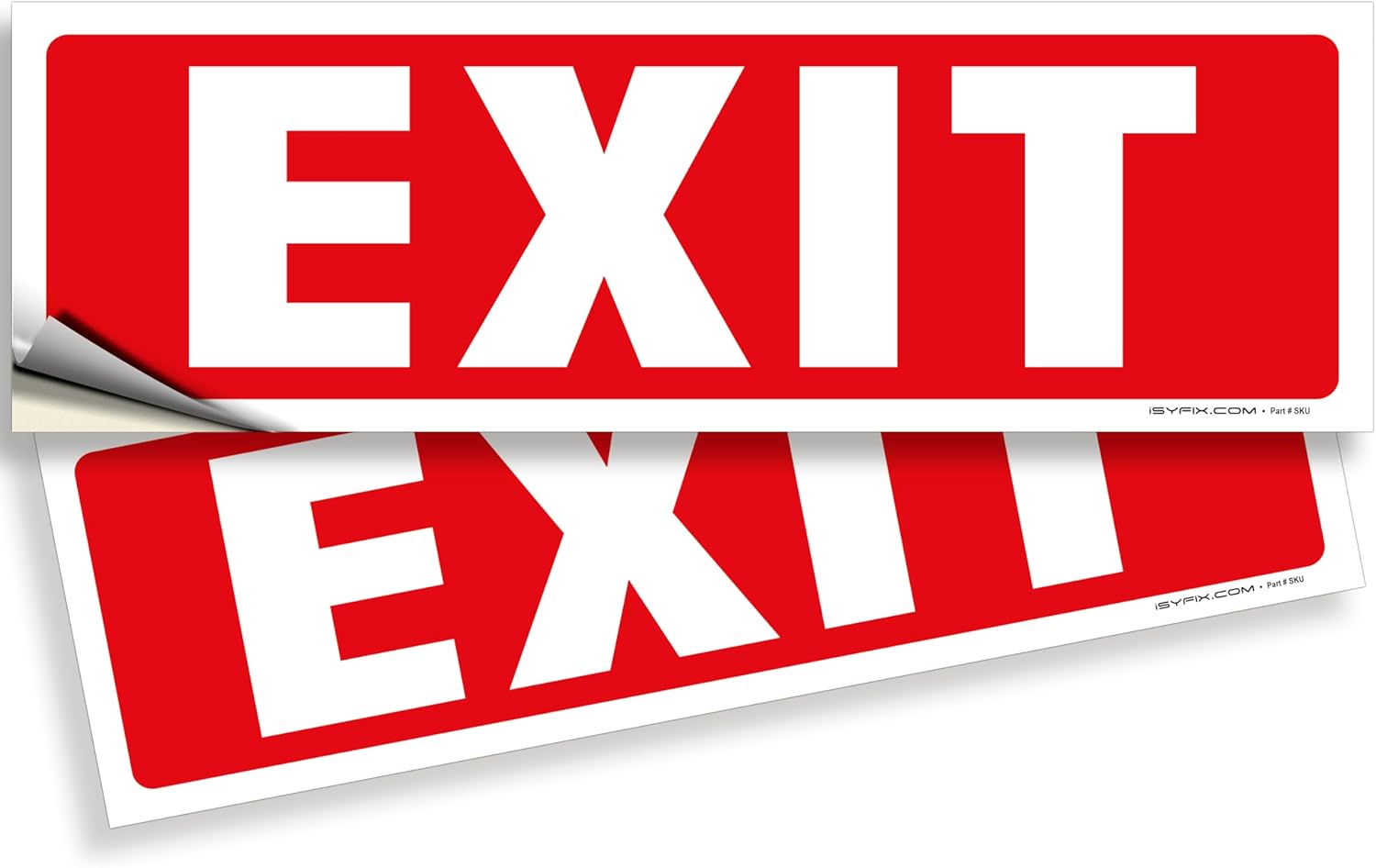 iSYFIX Exit Signs Stickers – 2 Pack 12x4 Inch – Premium Self-Adhesive Vinyl, Laminated for Ultimate UV, Weather, Scratch, Water and Fade Resistance, Indoor and Outdoor