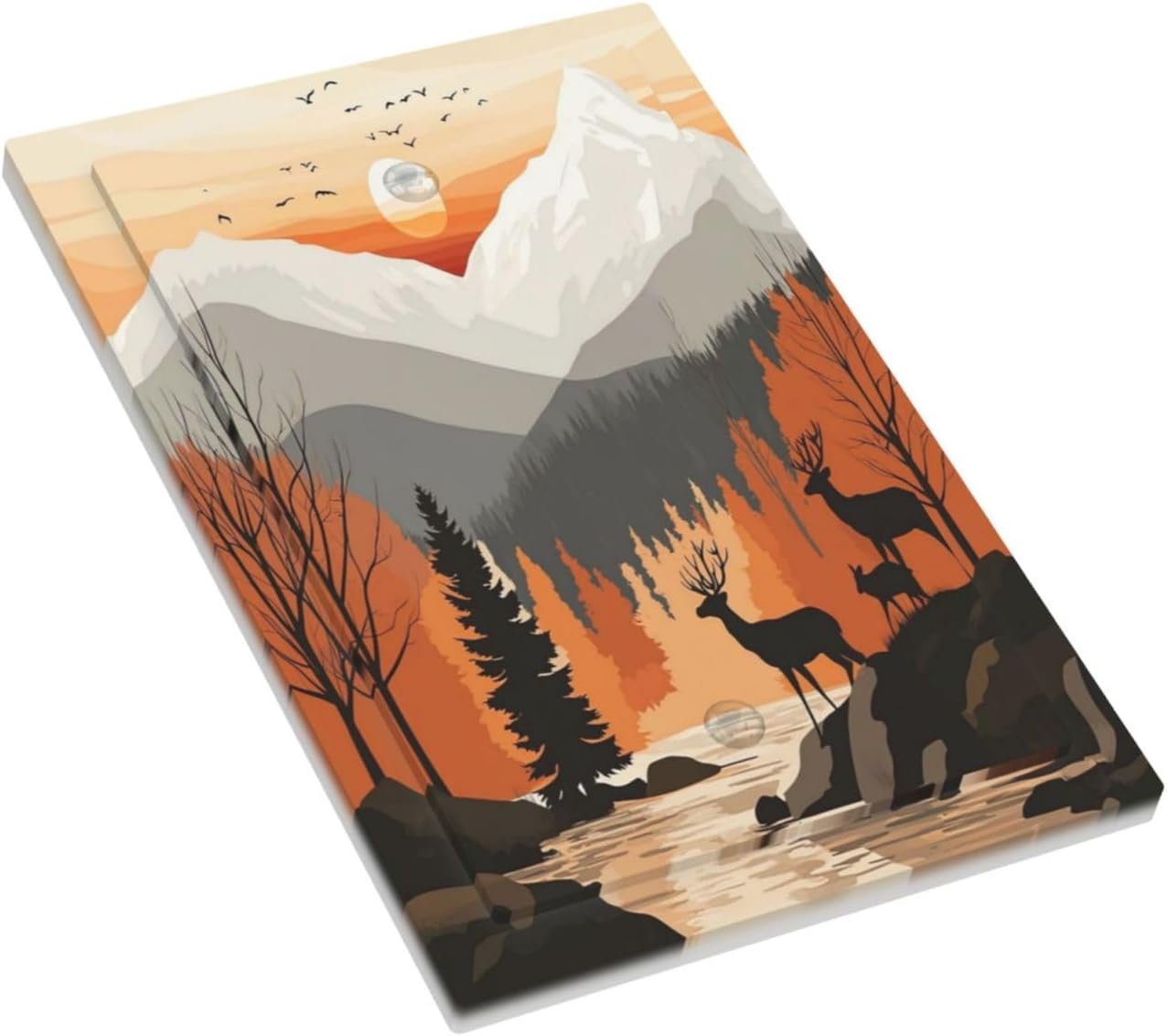 Sun Forest Deer Snow Mountain River Light Switch Cover Plate 1 Gang No Device Blank Electrical Wall Plates Faceplate Decorative Switch Plate For Bed Room Living Room Decor