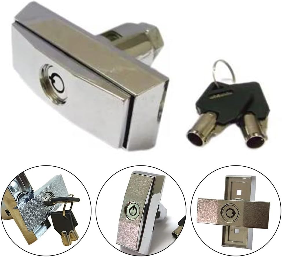 Zinc Alloy T-type Lock, Vending Machine Lock, T-Type Water Vending Machine Lock with Key for Arcade Snack Car Wash Machines