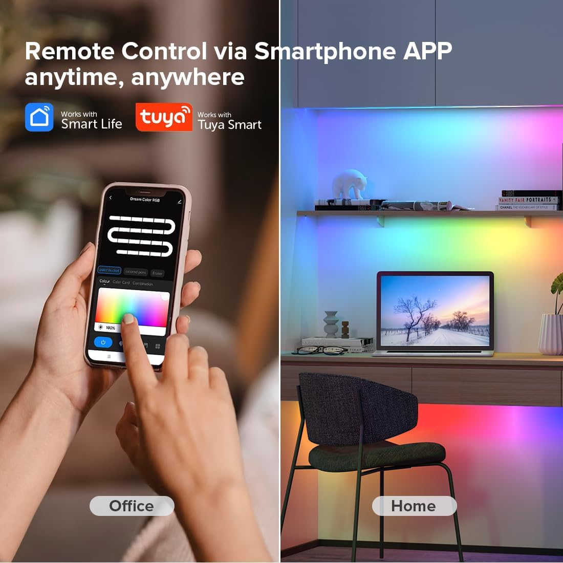 BTF-LIGHTING 2.4G WiFi DR04W SPI RGBW Controller RC03RF RF Remote Tuya APP/Smart Life/Google Home/Alexa Control Support SK6812RGBW SMD/FCOB WS2814 IC etc Addressable RGB+W LED Strip STA Mode