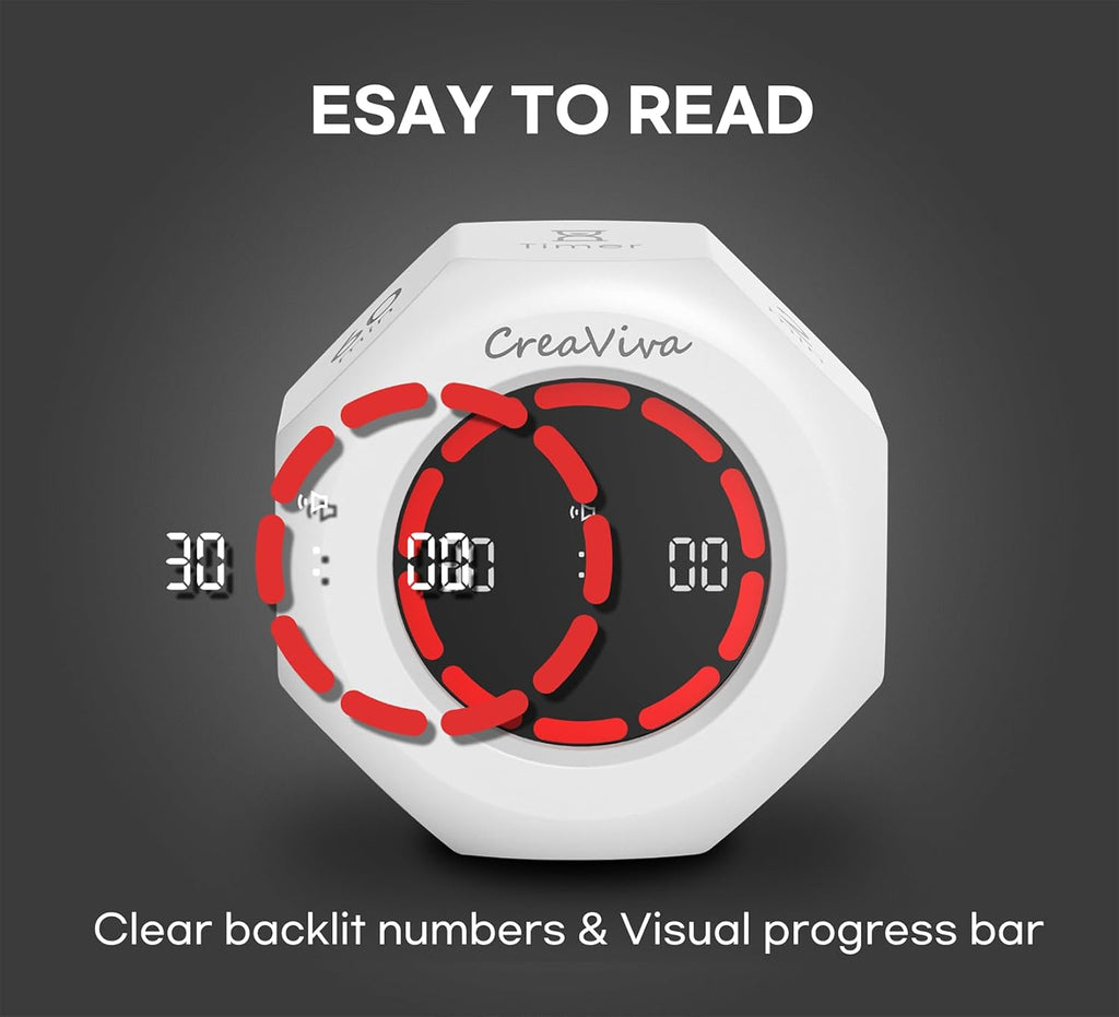 Pomodoro Timer, Flip Cube with 7 presets Countdown, Count up, Rechargeable Small Portable Visual Focus Stopwatch for ADHD, Kids, Classroom, Kitchen, Work, Study, Productivity (Floral White)