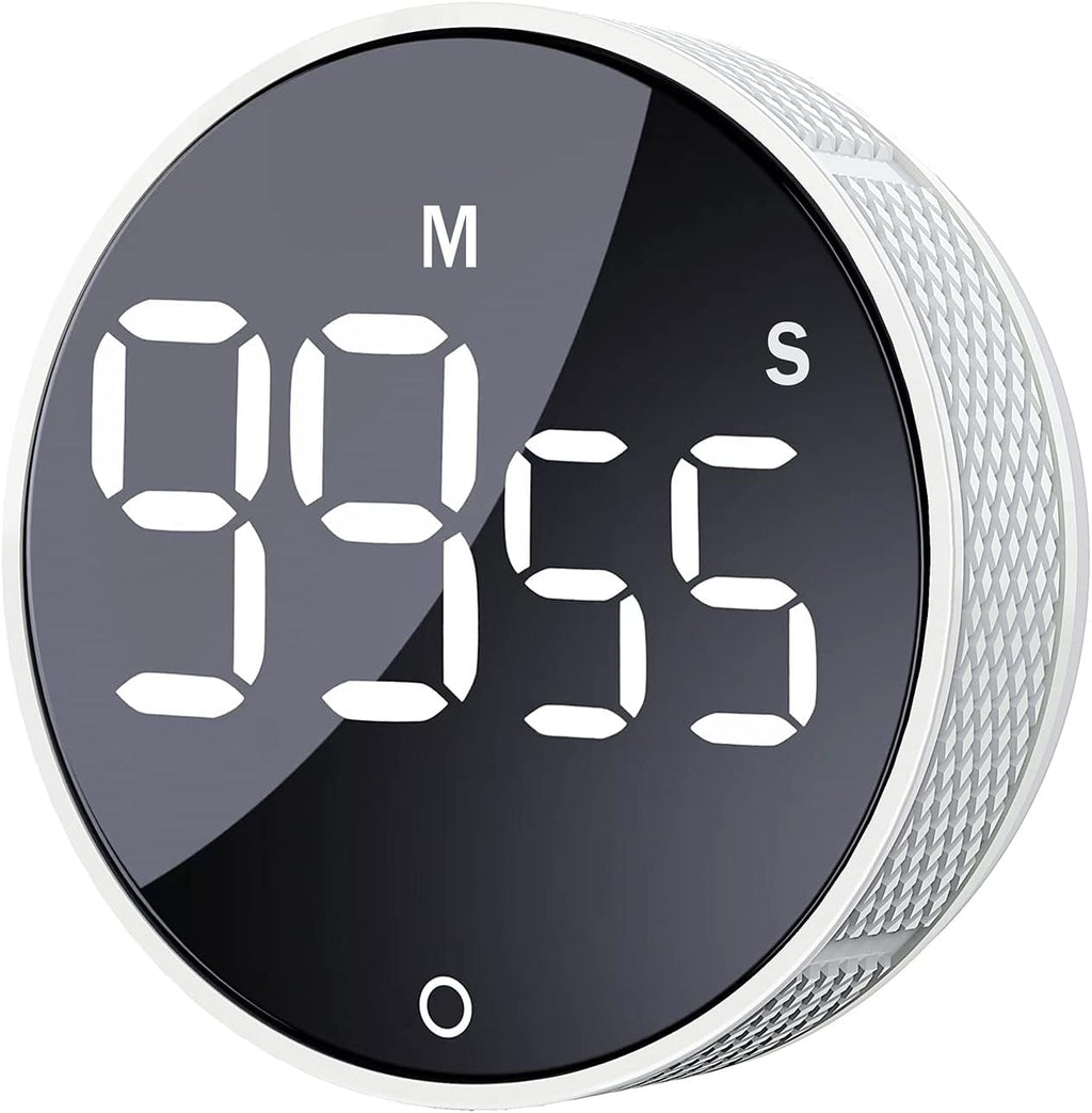 AVINIA Digital Kitchen Timers, Visual timers Large LED Display Magnetic Countdown Countup Timer for Classroom Cooking Fitness Baking Studying Teaching, Easy for Kids and Seniors White
