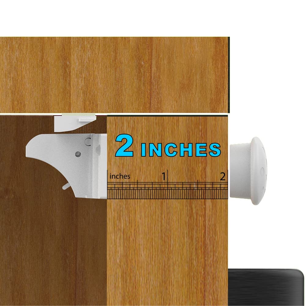Upgraded (20locks+4keys) Adhesive Magnetic Child Safety Locks for Cabinets and Drawers, One Minute Fast, Easy and No Drill Installation