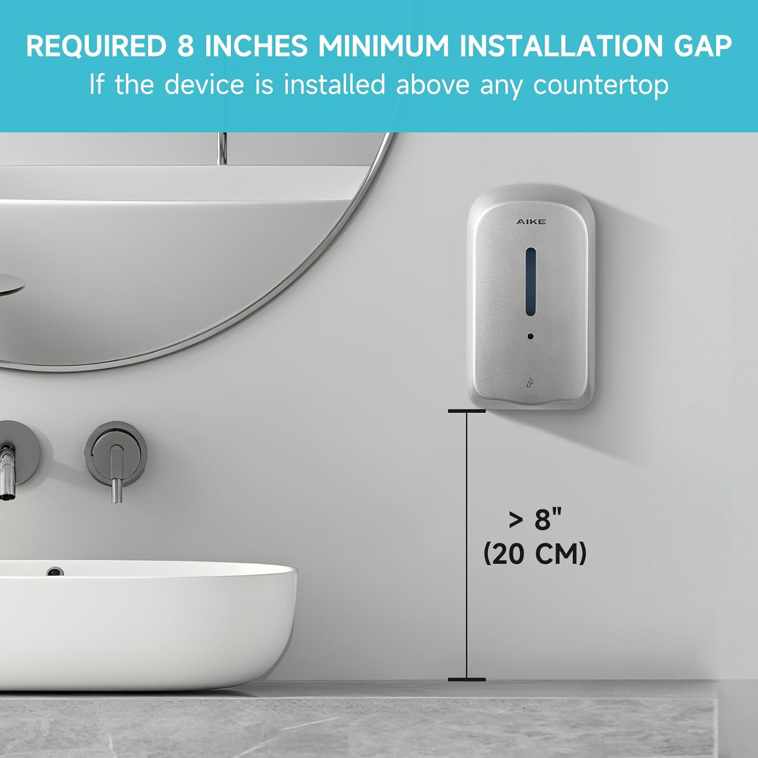 AIKE 33.8oz Automatic Wall Mount Liquid Soap Dispenser with Commercial ABS Construction, Model AK1226S(Silver)
