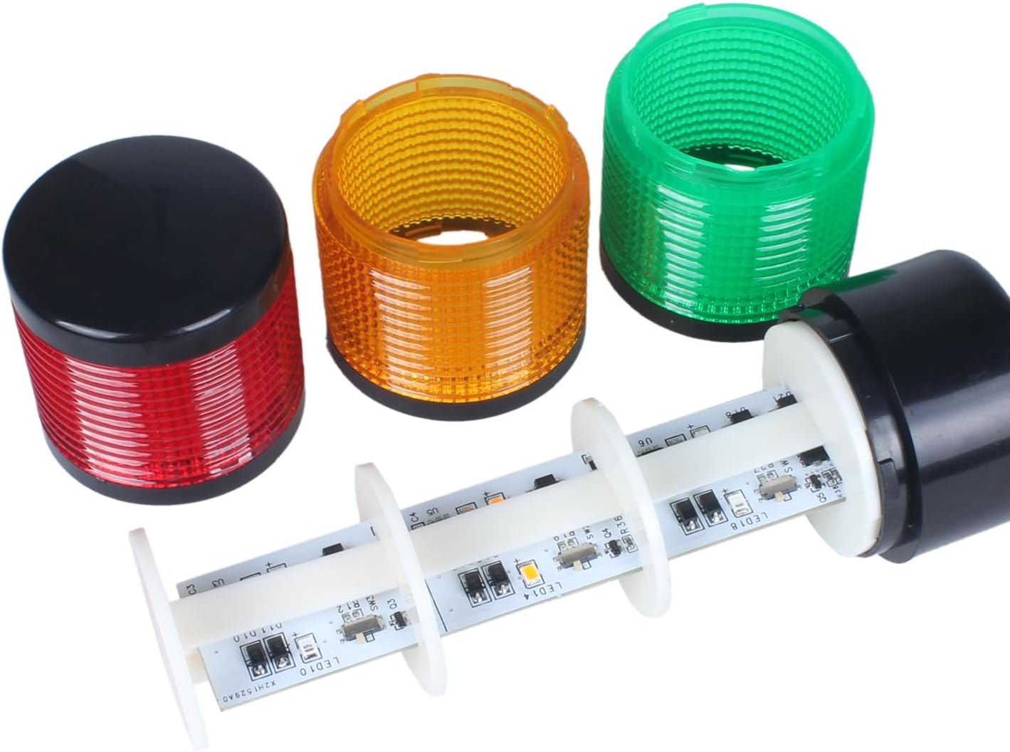 Led Signal Tower Stack Lights, Industrial Signal Warning Lights, Column Tower Lamp with Rotatable Base, Steady/Flashing Switchable, 110V 220V AC(3-Layer, no Buzzer) Black