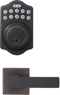 Amazon Basics Traditional Electronic Keypad, Keyless Entry Door Lock Deadbolt with Handle Set, Key Pad Front Door with Knob, Traditional Door Locks for Front Door Handle, Oil Rubbed Bronze, 6-Pack