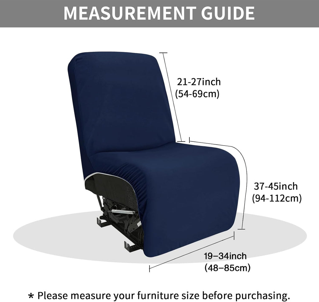 Easy-Going 100% Waterproof Recliner Cover Additional Seat Cover for Reclining Couch, Stretch Sofa Covers Washable Furniture Protector for Kids & Pets, 1 Seat, Navy
