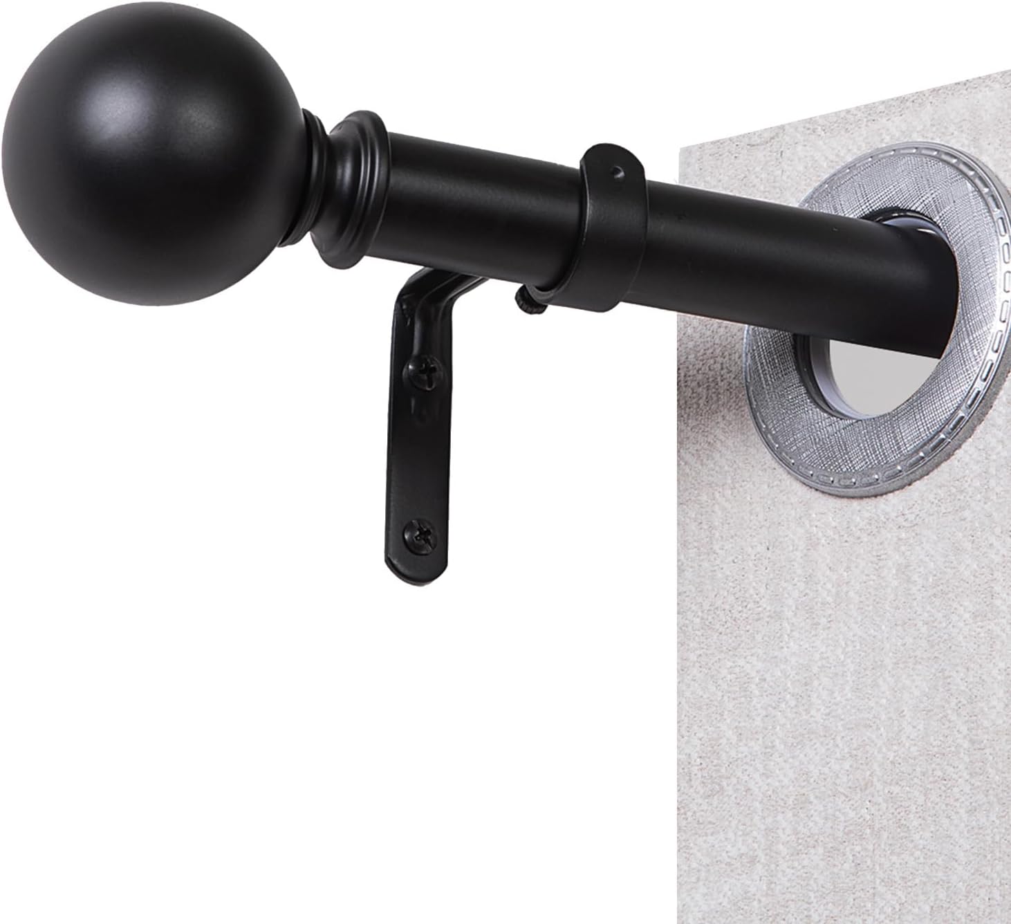 Black Curtain Rods for Windows 18 to 145 inches, 1 Inch Modern Metal Drapery Rods, Adjustable Heavy Duty Curtain Pole with Round Finials(18"-145"Black)