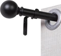 Black Curtain Rods for Windows 18 to 45 inches, 1 Inch Modern Metal Drapery Rods, Adjustable Heavy Duty Curtain Pole with Round Finials(18"-45"Black)