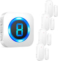 SURFOU Doorbell Chime with 4 Sensors 1 Receiver, When Door Opens,Door Sensor Chime,Alarms for Business/Home,Digital Doorbell Chime,55 Chimes 5 Volumes,1000FT/300M,IP55 Waterproof