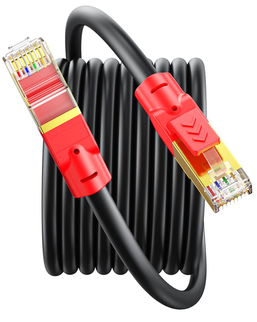 SNANSHI Ethernet Cable 40 ft, Round CAT 8 LAN Network Cable RJ45 Patch Cord SFTP Gigabit 10/100/1000Mbit/s with Gold Plated Lead for POE/Switch/Router/Modem/Printer