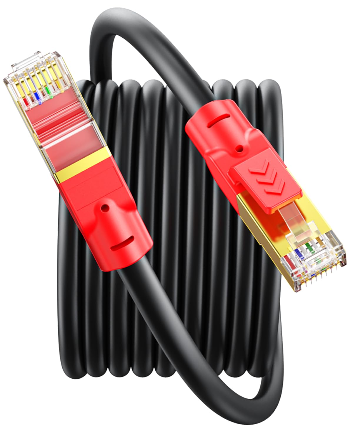 SNANSHI Ethernet Cable 40 ft, Round CAT 8 LAN Network Cable RJ45 Patch Cord SFTP Gigabit 10/100/1000Mbit/s with Gold Plated Lead for POE/Switch/Router/Modem/Printer