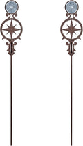 Touch of Class Pathways Reflective Driveway Marker Stake Set of Two for Outdoor Use | Compass Star Emblem Design | Personalized Tall Reflector Set of 2 | Weathered Bronze Durable Finish