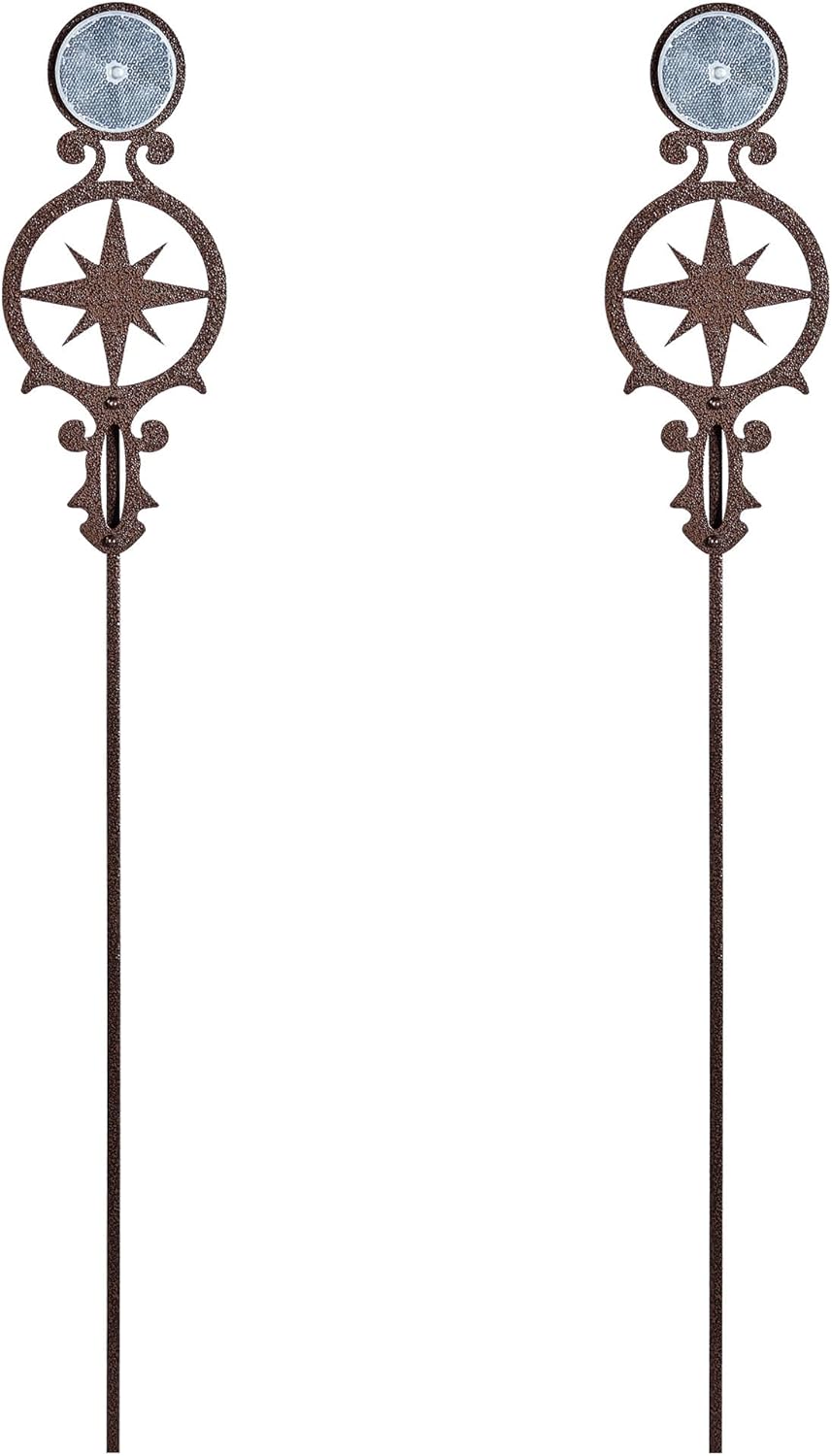Touch of Class Pathways Reflective Driveway Marker Stake Set of Two for Outdoor Use | Compass Star Emblem Design | Personalized Tall Reflector Set of 2 | Weathered Bronze Durable Finish