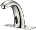 Touchless Bathroom Sink Faucet Automatic Motion Sensor Hands Free Faucet with Hole Cover Plate and Temperature mixing water valve,Commercial Solid Brass Faucet,1 Hole or 3 Hole, AC/DC Powered (Nickel)