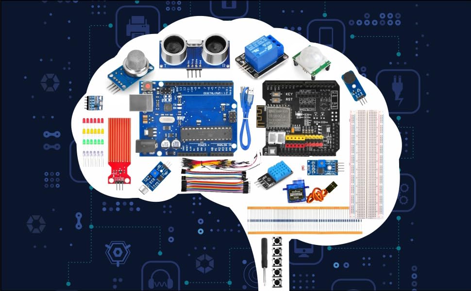 OSOYOO WiFi Internet of Things Learning Kit for Arduino | Include ESP8266 WiFi Shiled | Smart IOT Mechanical DIY Coding for Kids Teens Adults Programming Learning How to Code