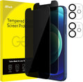 JETech Privacy Screen Protector for iPhone 12 6.1-Inch with Camera Lens Protector, Anti Spy Tempered Glass Film, 2-Pack Each