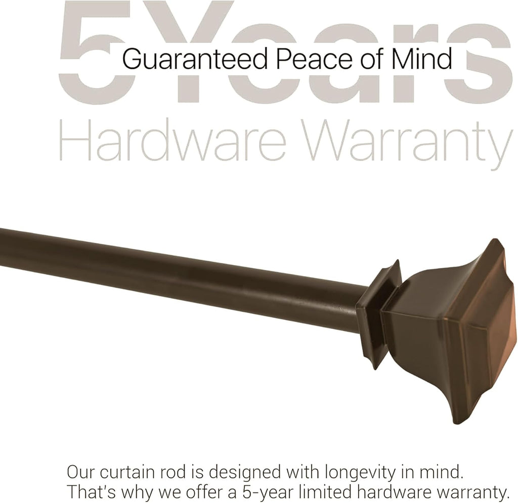 Deco Window Adjustable Curtain Rod for Windows 44 to 120 Inch (Pack of 1) Extendable Heavy Duty 1 Inch Iron Drapery Pole with Finials Wall Mounted French Door Curtain Rods (Bronze)