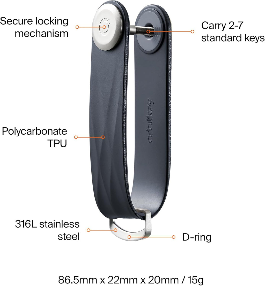 Orbitkey New Active Key Organizer Lite w/updated D-Ring | Weather Resistant, Stainless Steel Locking Mechanism