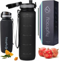 Hydracy Water Bottle with Time Marker -Large BPA Free Water Bottle & No Sweat Sleeve -Leak Proof Gym Bottle with Fruit Infuser Strainer & Times to Drink -Ideal for Fitness Sports & Outdoors