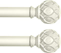White Farmhouse Curtain Rods for Windows:Heavy Duty Adjustable Curtain Rod for Bedroom Living Room,Boho Decorative Rustic Drapery Rods with Vintage Coastal Finials,Antique White 2 Pack 18-45"