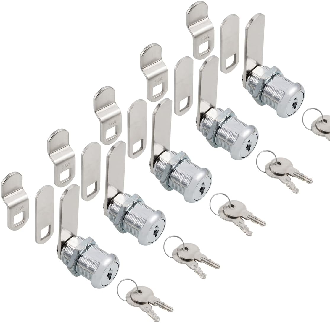 Cabinet Cam Locks Keyed Alike, 1” Cylinder Cam Locks for Tool Box RV Compartment Mailbox Vending Machine Drawer File Cabinet, Fits 3/4” Max Panel Thickness, Chrome Finish with 3 Cams and 2 Keys
