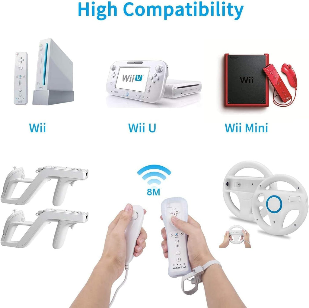 TechKen Motion Plus Wii Controllers 2Packs with Nunchucks, Wii Remote Controllers Compatible for wii and Wii U with Built in Motion Plus