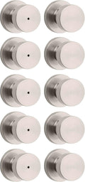 Kwikset Pismo Door Knob Set, 10 Pack with 5 Non-Locking Passage and 5 Locking Keyless Privacy Handles, with Round Rose, Featuring Microban Protection in Satin Nickel
