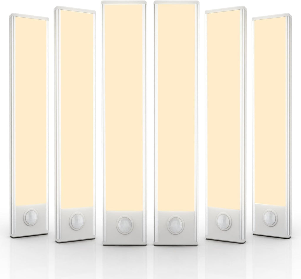 6 Pack Under Cabinet Lighting Wireless, 40 LED Rechargeable Battery Motion Sensor Light Indoor, Stick On Magnetic Closet Lights, Under Counter Lights for Kitchen, Stairs, Warm 10 in