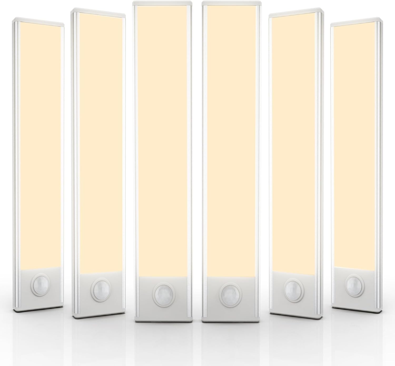 6 Pack Under Cabinet Lighting Wireless, 40 LED Rechargeable Battery Motion Sensor Light Indoor, Stick On Magnetic Closet Lights, Under Counter Lights for Kitchen, Stairs, Warm 10 in
