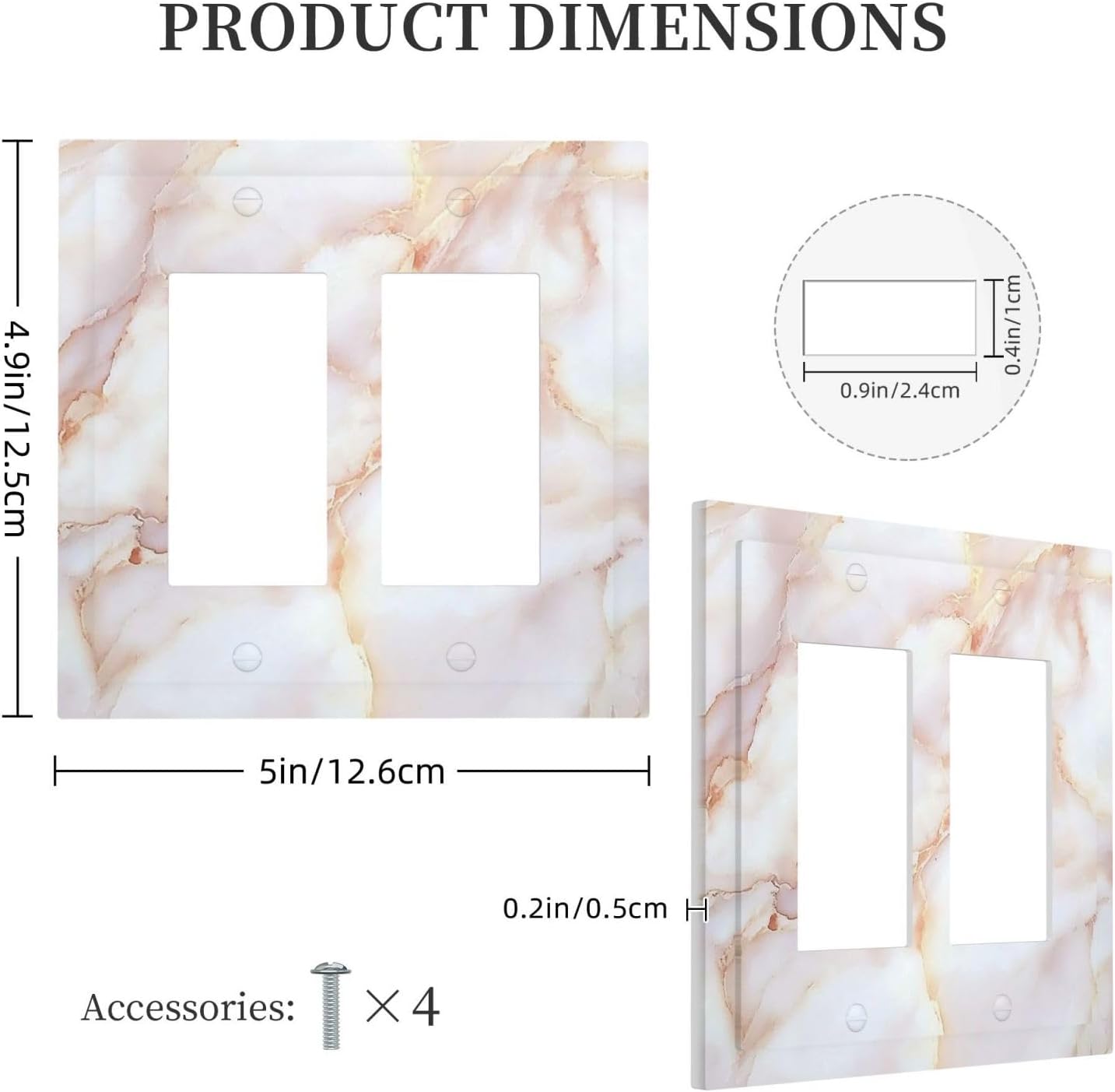 Decorative Outlet Covers Pink Jade Marble Granite 2 Gang Double Gfci Rocker Electrical Wall Panels Light Switch Cover Plate For Bathroom Kitchen Decor