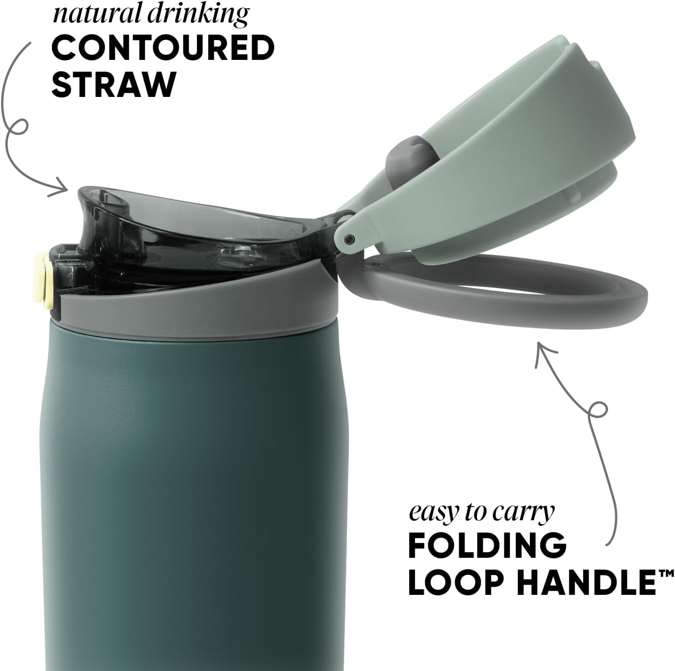 Simple Modern Mesa Loop Water Bottle with Covered Straw and Handle | 30oz Cup Holder Friendly Insulated Stainless Steel Bottles for Travel, Sports and School | Steel Harbor