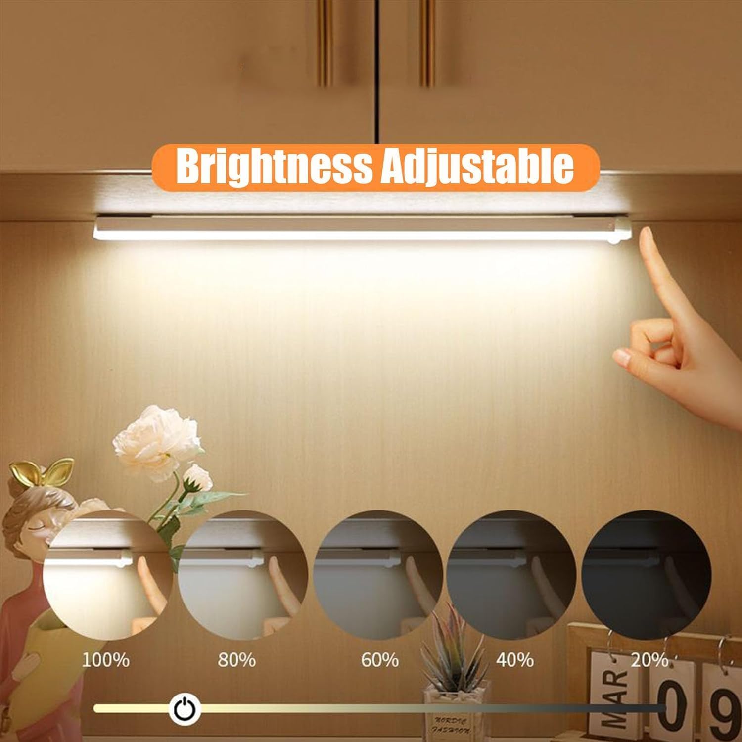 Punch-Free Smart Sensor Magnetic Rechargeable LED Lights, Motion Sensor Light Indoor for Stairs, Wardrobe, Cabinet (4PCS White Light,30cm/11.81in)