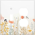 Wallplates Colorful Floral Watercolour Cuddly Bird 1 Toggle 1 Duplex Switch Plate Electrical Gfci Faceplate Decorative Light Switch Covers For Bed Room Living Room Decor