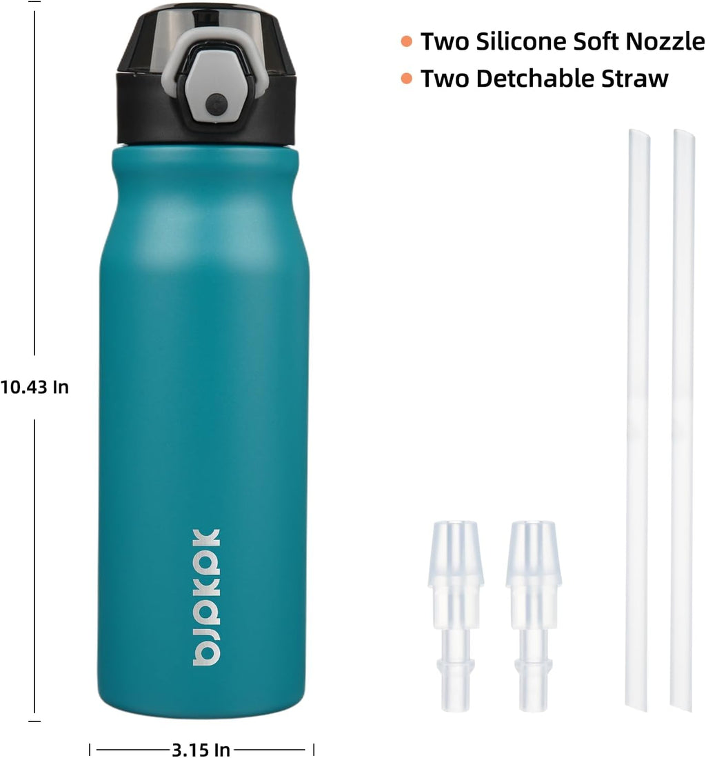 BJPKPK Stainless Steel Insulated Water Bottle with Straw Lid 25oz Reusable Metal Thermal Flask Bottles Keep Cold and Hot,Laguna